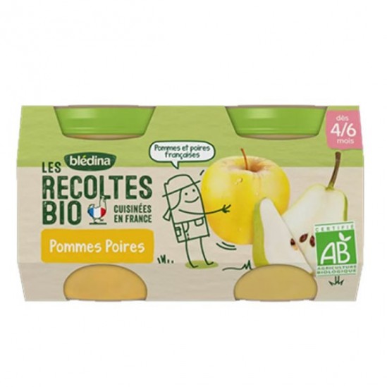 Blédina les récoltes bio pots pommes poire 2x130g Blédina les récoltes bio pots pommes poire 2x130g