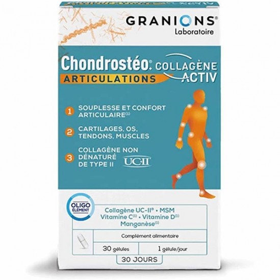Granions chondrostéo+ articulations collagène activ 30 gélules 14g Granions chondrostéo+ articulations collagène activ 30 gélules 14g