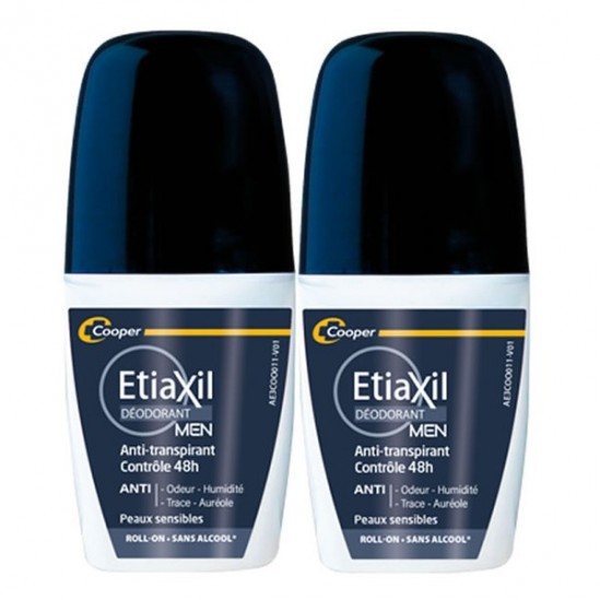 Etiaxil déodorant men anti-transpirant contrôle 48h roll-on 2x50ml Etiaxil déodorant men anti-transpirant contrôle 48h roll-on 2x50ml
