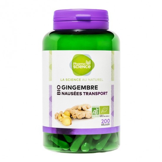 Pharmascience gingembre bio nausées transport 200 gélules Pharmascience gingembre bio nausées transport 200 gélules