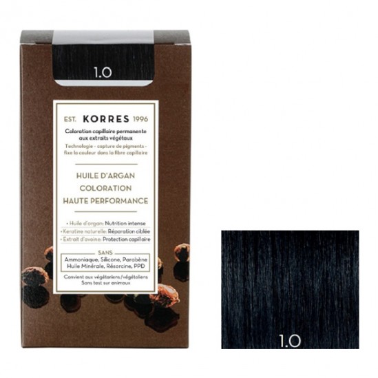 Korres huile d'argan coloration permanente 1.0 noir Korres huile d'argan coloration permanente 1.0 noir