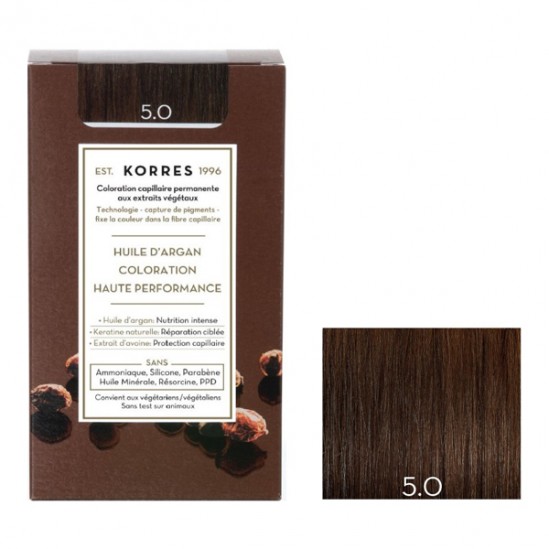 Korres huile d'argan coloration permanente 5.0 châtain clair