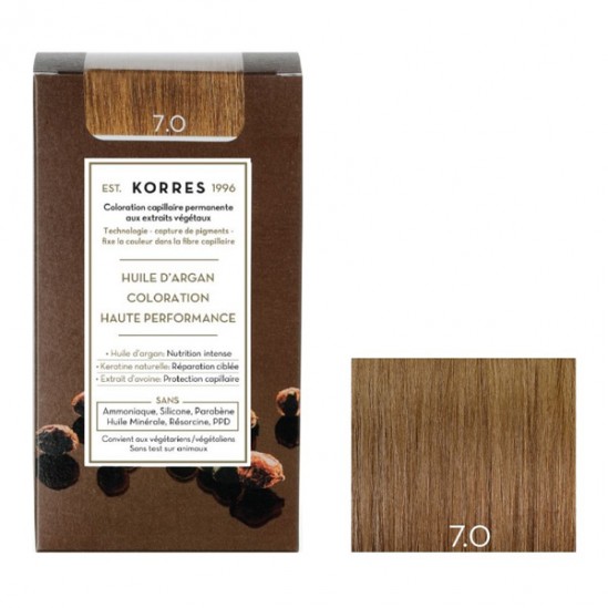 Korres huile d'argan coloration permanente 7.0 blond Korres huile d'argan coloration permanente 7.0 blond