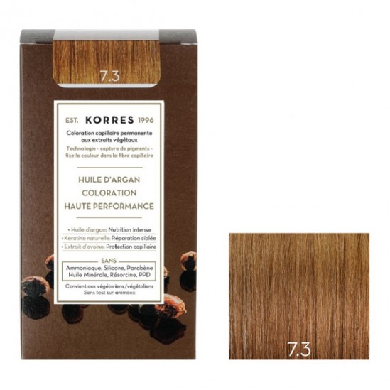 Korres huile d'argan coloration permanente 7.3 blond doré