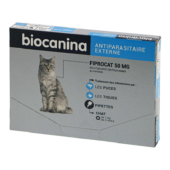Biocanina fiprocat 50mg spot-on chat + de 1kg 3 pipettes Biocanina fiprocat 50mg spot-on chat + de 1kg 3 pipettes