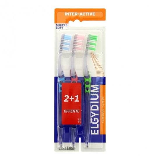 Elgydium brosse à dents inter-active souple x2 + 1 Offerte Elgydium brosse à dents inter-active souple x2 + 1 Offerte