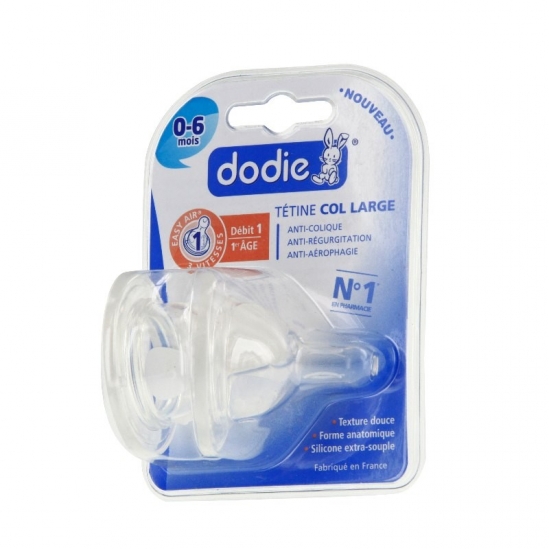 Dodie tétine initiation+ col large 3 vitesses silicone 2 tétines