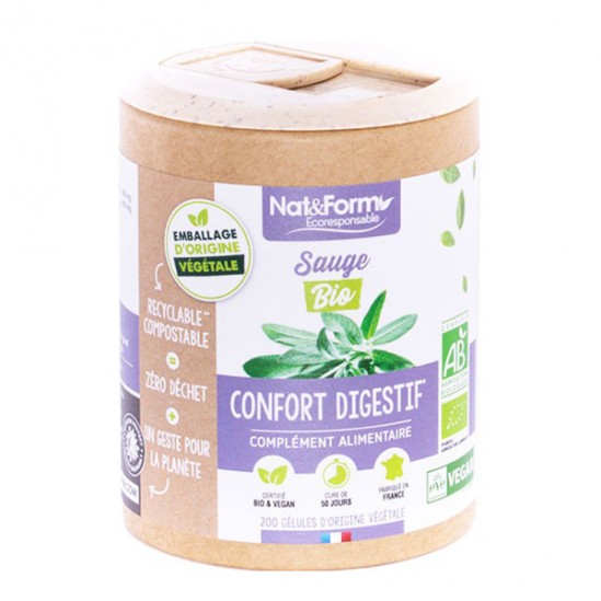 Nat&form sauge bio écoresponsable 200 gélules Nat&form sauge bio écoresponsable 200 gélules