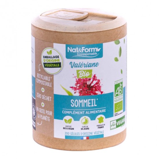 Nat&form valériane bio écoresponsable 200 gélules Nat&form valériane bio écoresponsable 200 gélules