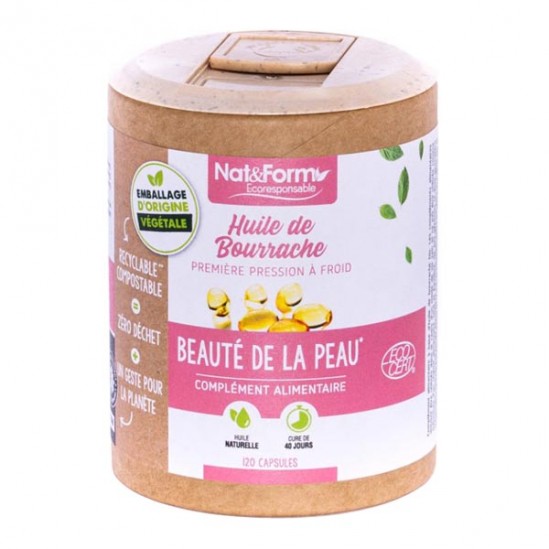 Nat&form huile de bourrache bio format éco 120 capsules Nat&form huile de bourrache bio format éco 120 capsules