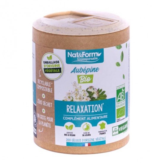 Nat&form aubépine bio relaxation écoresponsable 200 gélules Nat&form aubépine bio relaxation écoresponsable 200 gélules