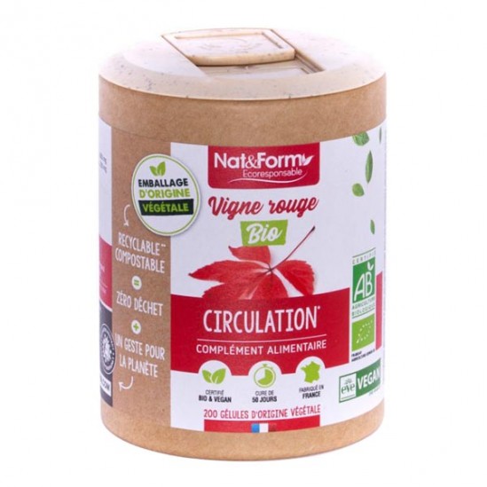 Nat&form vigne rouge bio écoresponsable 200 gélules Nat&form vigne rouge bio écoresponsable 200 gélules