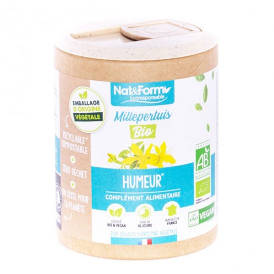 Nat&form millepertuis bio écoresponsable 200 gélules Nat&form millepertuis bio écoresponsable 200 gélules