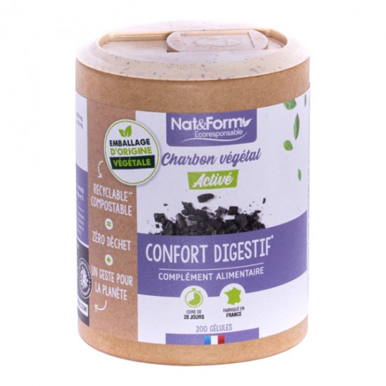 Nat&form charbon végétal activé écoresponsable 200 gélules non bio Nat&form charbon végétal activé écoresponsable 200 gélules non bio