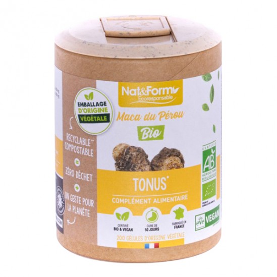 Nat&form maca du pérou bio écoresponsable 200 gélules Nat&form maca du pérou bio écoresponsable 200 gélules