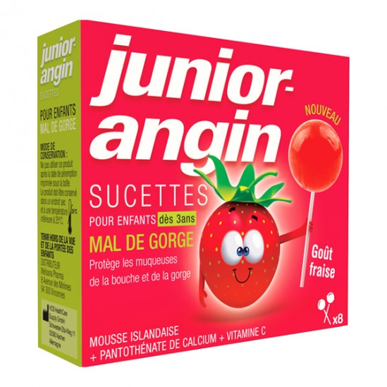 Melisana pharma Junior-angin goût fraise 8 sucettes