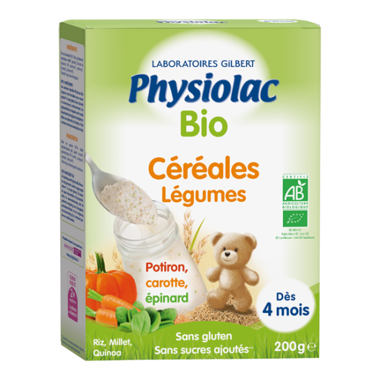 Physiolac Céréales Légumes Bio Dès 4 mois 200g Physiolac Céréales Légumes Bio Dès 4 mois 200g