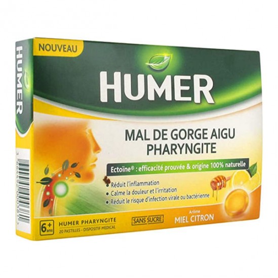 Humer pharyngite mal de gorge aigu 20 miel citron pastilles Humer pharyngite mal de gorge aigu 20 miel citron pastilles