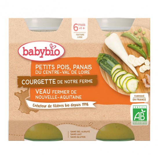 Babybio petits pois panais courgette de notre ferme 2x200g Babybio petits pois panais courgette de notre ferme 2x200g