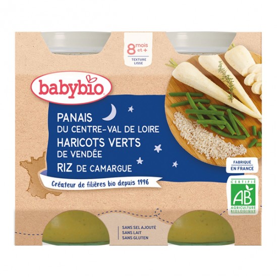 Babybio panais & haricot verts & riz dès 8 mois 2x200g Babybio panais & haricot verts & riz dès 8 mois 2x200g