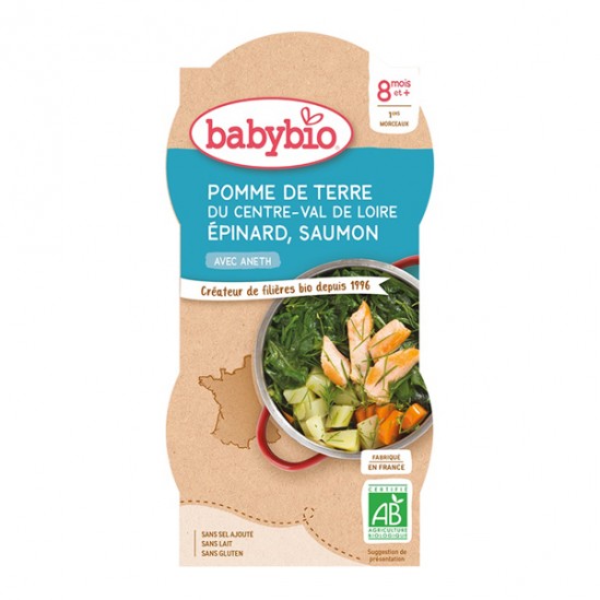Babybio pomme de terre épinard saumon dès 8 mois 2x200g Babybio pomme de terre épinard saumon dès 8 mois 2x200g