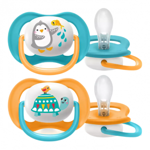 Philips avent lot de 2 sucettes ultra air animaux rose 6-18 mois