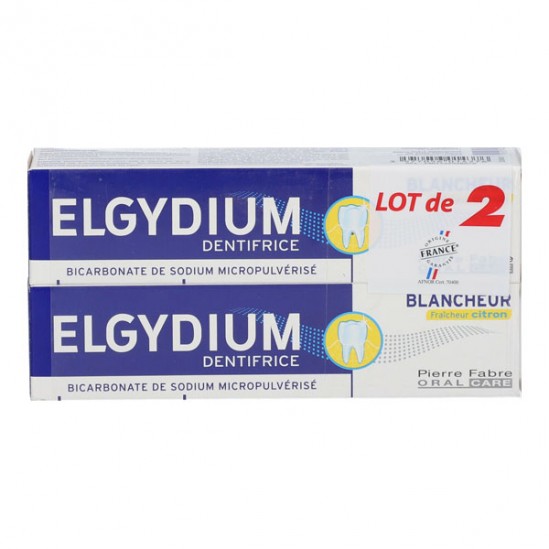 Elgydium dentifrice blancheur fraîcheur citron lot de 2x75ml Elgydium dentifrice blancheur fraîcheur citron lot de 2x75ml