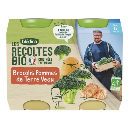 Blédina Les Récoltes Bio Brocolis Pommes de Terre Veau 2 x 200g Blédina Les Récoltes Bio Brocolis Pommes de Terre Veau 2 x 200g