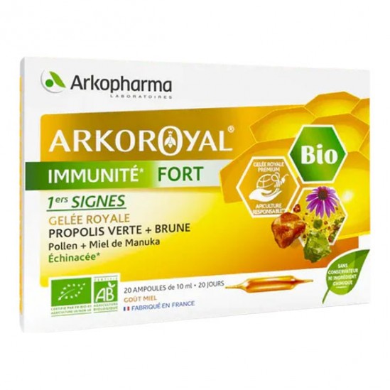 Arkopharma arkoroyal immunité fort bio 20 ampoules Arkopharma arkoroyal immunité fort bio 20 ampoules