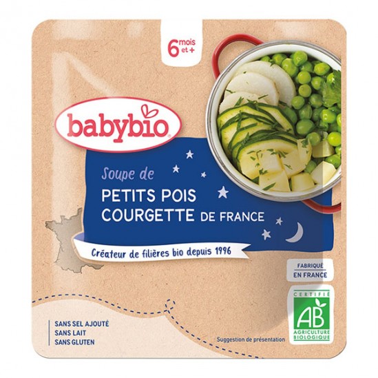 Babybio soupe de petits pois & courgette 190g Babybio soupe de petits pois & courgette 190g