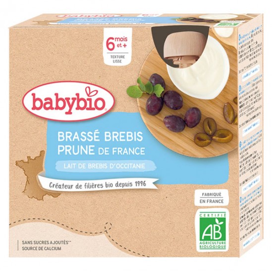 Babybio desserts brassé brebis prune 4 gourdes de 85g Babybio desserts brassé brebis prune 4 gourdes de 85g