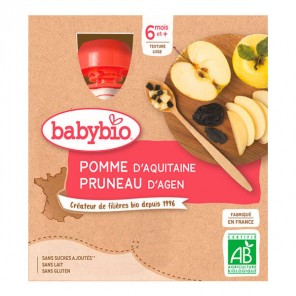 Babybio pomme pruneau 4 gourdes de 90g