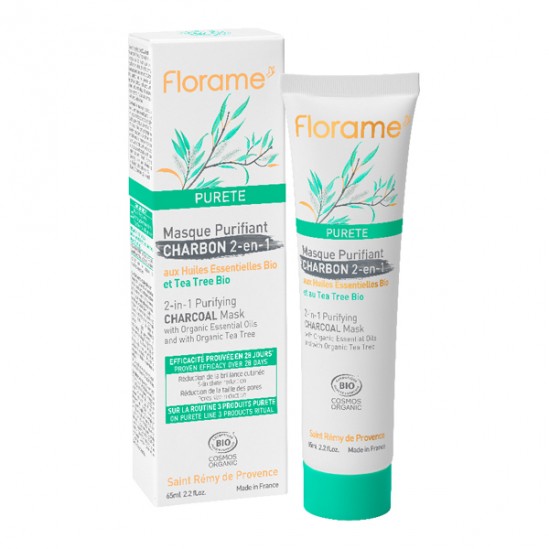 Florame masque purifiant charbon 2-en-1 65ml Florame masque purifiant charbon 2-en-1 65ml
