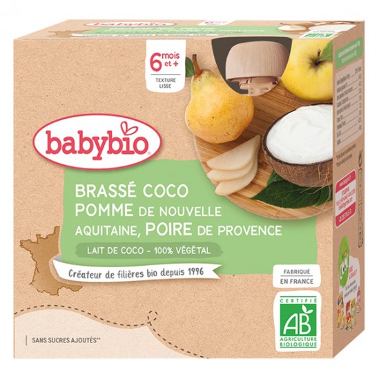 Babybio gourde brassé coco pomme poire 4 gourdes de 85g Babybio gourde brassé coco pomme poire 4 gourdes de 85g