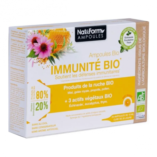 Nat&form ampoules immunité bio 20 ampoules de 10ml Nat&form ampoules immunité bio 20 ampoules de 10ml