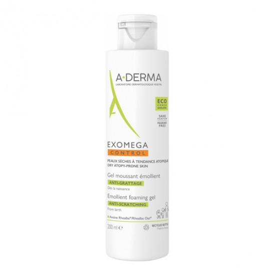 A-derma exomega control gel moussant émollient anti-grattage 200ml