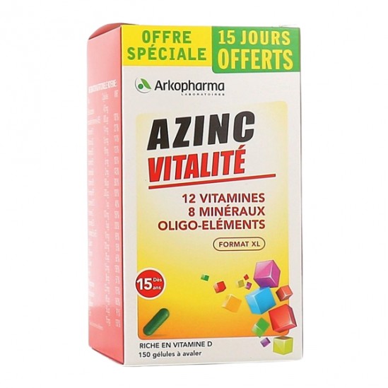 Arkopharma azinc vitalité 120 gélules + 30 gélules Offertes Arkopharma azinc vitalité 120 gélules + 30 gélules Offertes