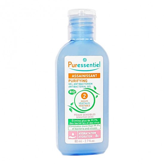 Puressentiel gel antibactérien assainissant peaux sensibles 80ml Puressentiel gel antibactérien assainissant peaux sensibles 80ml