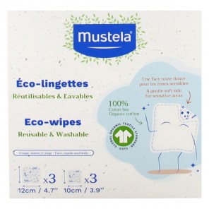 Mustela kit eco-lingettes 100% coton bio x6 lingettes