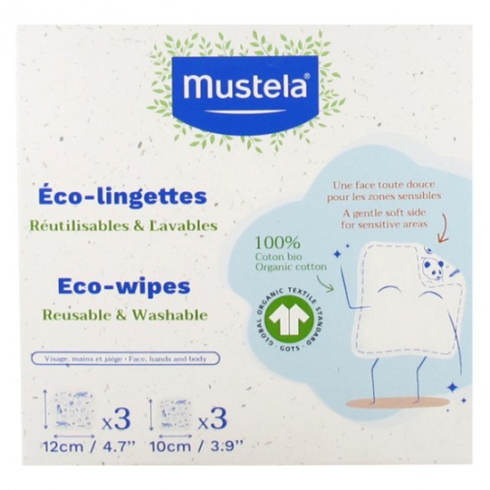 Mustela kit eco-lingettes 100% coton bio x6 lingettes Mustela kit eco-lingettes 100% coton bio x6 lingettes