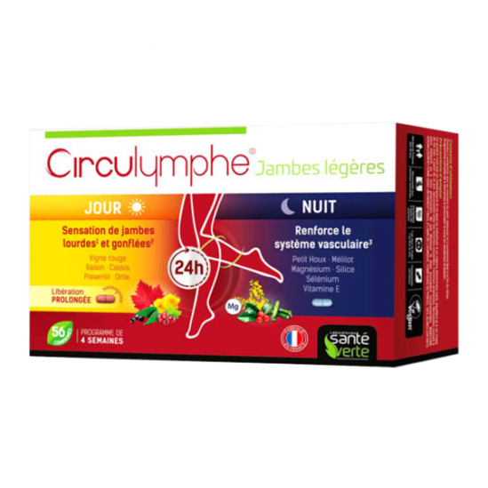 Santé verte circulymphe jambes légères jour nuit 56 comprimés Santé verte circulymphe jambes légères jour nuit 56 comprimés