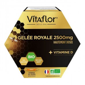 Vitaflor Gelée Royale 2500mg & vitamine D 20 ampoules de 10ml