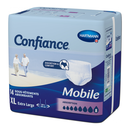 Paul Hartmann Confiance Mobile slip absorbant 8 gouttes XL 14 sachets Paul Hartmann Confiance Mobile slip absorbant 8 gouttes XL 14 sachets