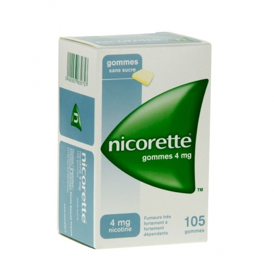 Nicorette 4mg Sans Sucre 105 gommes à mâcher