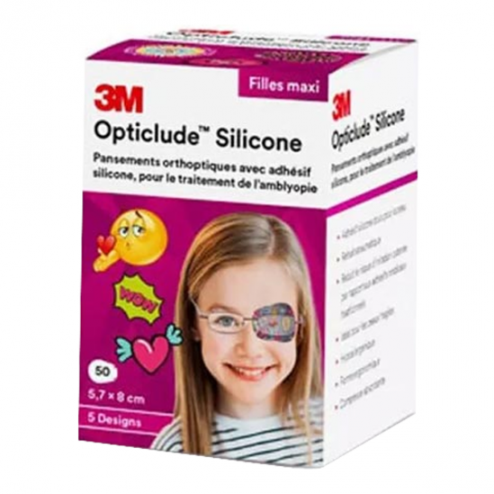 3M Opticlude silicone Boîte de 50 pansements orthoptiques design girl 3M Opticlude silicone Boîte de 50 pansements orthoptiques design girl