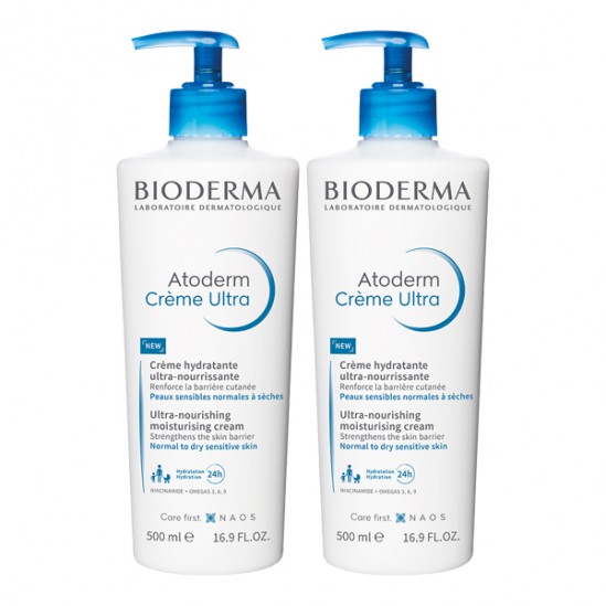 Bioderma Atoderm crème ultra nourrissante 2x500ml Bioderma Atoderm crème ultra nourrissante 2x500ml