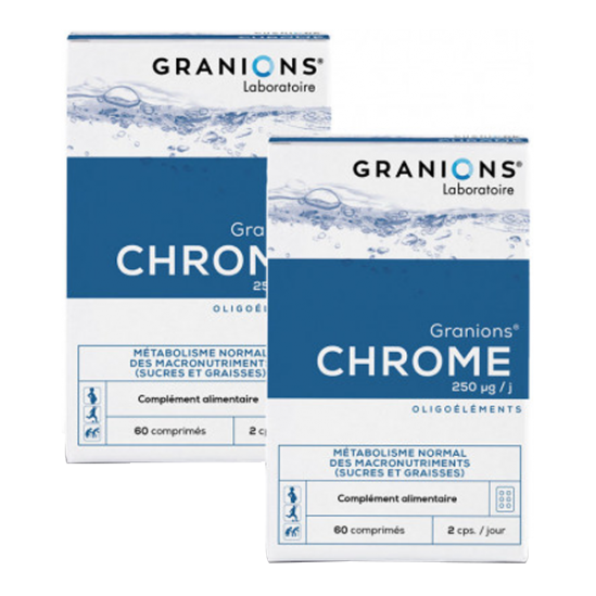 Granions Chrome 250 µg lot de 2 x 60 comprimés Granions Chrome 250 µg lot de 2 x 60 comprimés