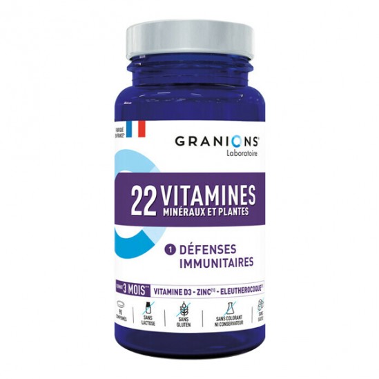 Granions 22 vitamines minéraux et plantes 90 comprimés Granions 22 vitamines minéraux et plantes 90 comprimés