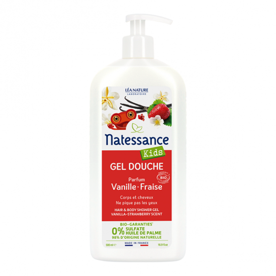 Natessance kids gel douche vanille fraise 500ml Natessance kids gel douche vanille fraise 500ml