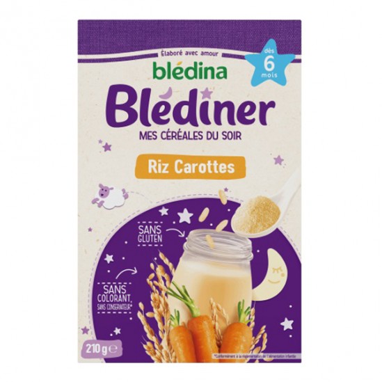 Blédina blédiner céréales du soir riz carottes 210g